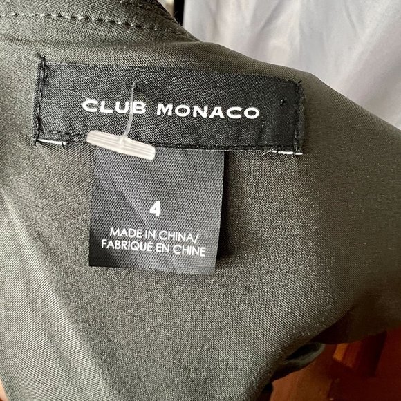 Club Monaco Black Sleeveless Square Neckline A-Line Zip Up Front Dress Size 4 - Picture 7 of 10